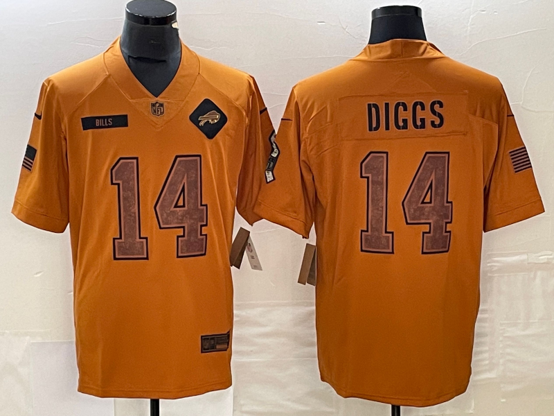 Men’s Buffalo Bills Stefon Diggs #14 Brown 2023 Salute To Service Retired Limited Jersey