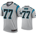 Mens Carolina Panthers #77 Deonte Brown Nike Grey Inverted Legend Jersey