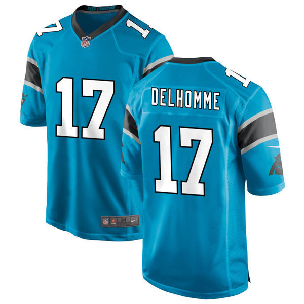 Mens Carolina Panthers Retired Player #17 Jake Delhomme Nike Blue Vapor Untouchable Limited Jersey