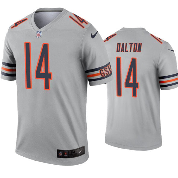 Mens Chicago Bears #14 Andy Dalton Nike Silver Inverted Legend Jersey