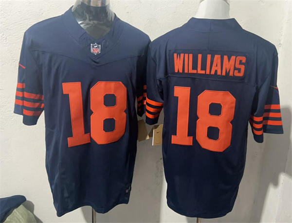 Mens Chicago Bears #18 Caleb Williams Nike Navy Orange F.U.S.E. Vapor Limited Jersey