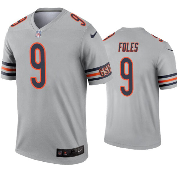 Mens Chicago Bears #9 Nick Foles Nike Silver Inverted Legend Jersey