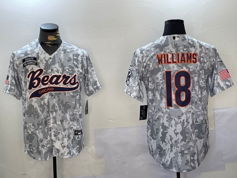 Men’s Chicago Bears Caleb Williams #18 Arctic Camo 2024 Salute to Service Jersey