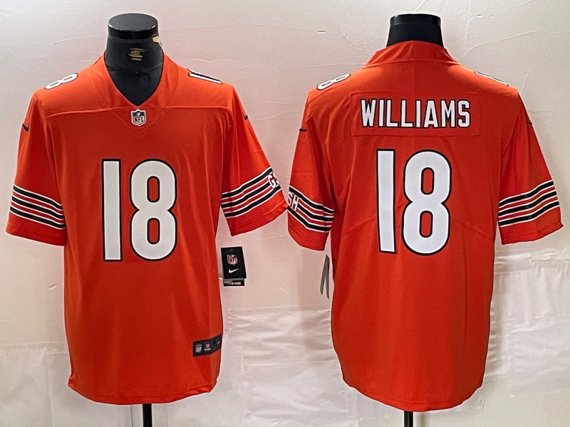 Men’s Chicago Bears Caleb Williams #18 Orange Alternate 2024 NFL Draft Jersey