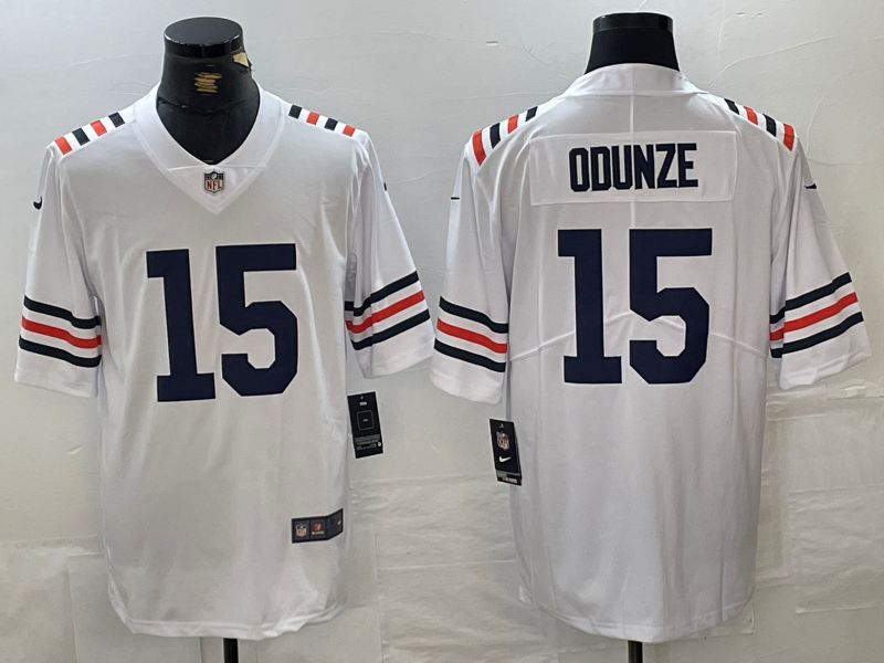 Men’s Chicago Bears Rome Odunze #15 White 2024 NFL Draft 2nd Alternate Jersey