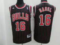 Men’s Chicago Bulls #16 Pau Gasol Revolution 30 Swingman Black Pinstripe Jersey