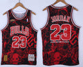 Mens Chicago Bulls #23 Michael Jordan 1995-96 Final Blood Red Mitchell & Ness X Hebru Brantley Jersey