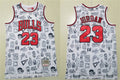 Men’s Chicago Bulls #23 Michael Jordan Mitchell & Ness Chi-Town Cartoon Doodle Jersey