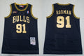 Mens Chicago Bulls #91 Dennis Rodman Mitchell & Ness 1997-98 Black Golden Hardwood Classics Jersey