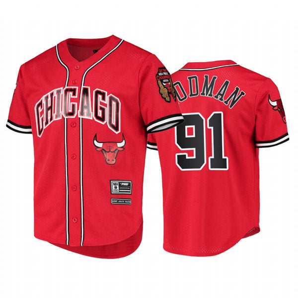 Mens Chicago Bulls #91 Dennis Rodman Red Pro Standard Capsule Baseball Jersey