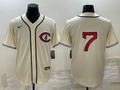 Men’s Chicago Cubs Dansby Swanson #7 Cream Name Jersey