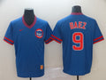 Men’s Chicago Cubs Javier Baez #9 Blue Stitched Jersey