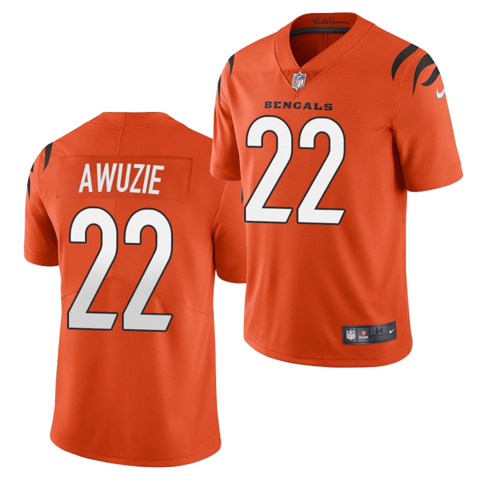 Men’s Cincinnati Bengals #22 Chidobe Awuzie 2021 Nike Orange Alternate Vapor Limited Jersey