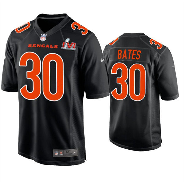 Men’s Cincinnati Bengals #30 Jessie Bates Nike Black Super Bowl LVI Bound Game Fashion Jersey