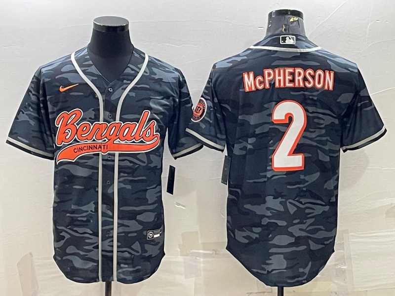 Men’s Cincinnati Bengals Evan McPherson #2 Grey Camouflage Jersey