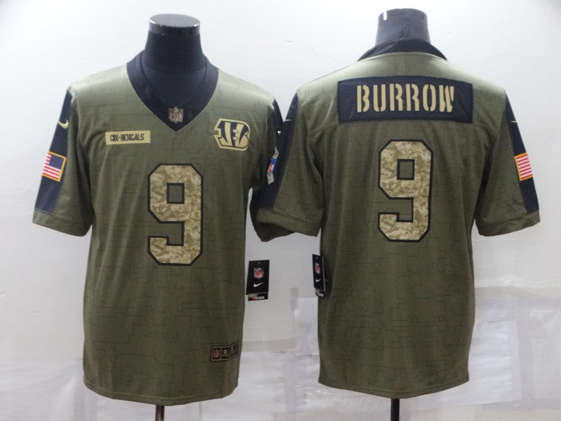 Men’s Cincinnati Bengals Joe Burrow #9 Brown Jersey