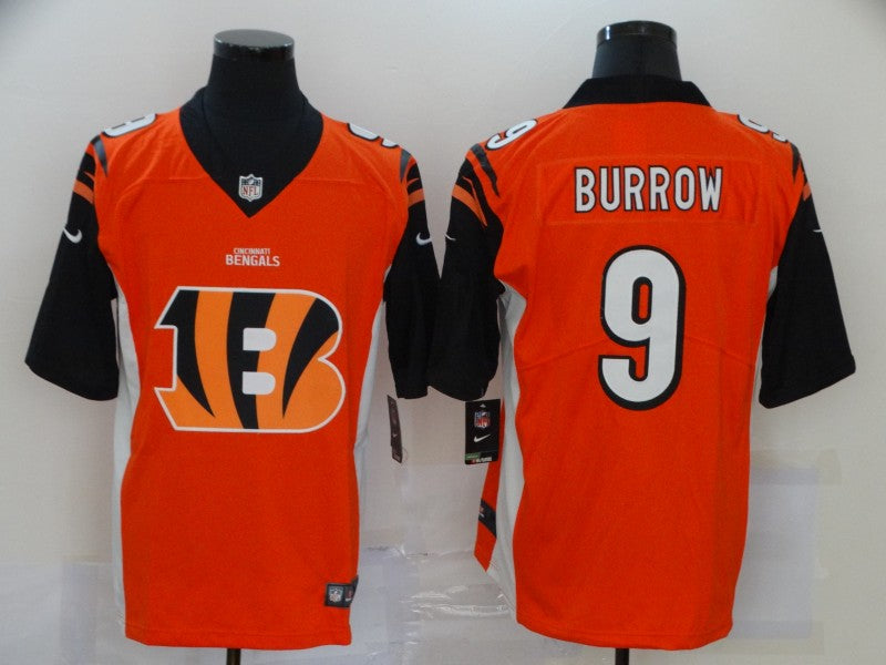 Men’s Cincinnati Bengals Joe Burrow #9 Orange Jersey