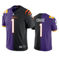 Men’s Cincinnati Bengals LSU Tigers Mix #1 Ja’Marr Chase Nike Purple Black Split Two Tone Jersey