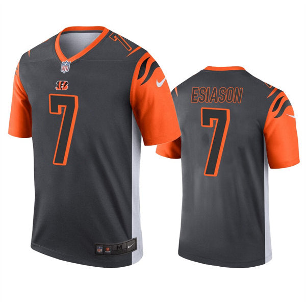 Men’s Cincinnati Bengals Retired Player #7 Boomer Esiason Nike Anthracite Inverted Legend Jersey