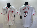 Men’s Cincinnati Reds Spencer Steer #7 White 2025 MLB Speedway Classic Home Jersey