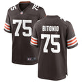 Mens Cleveland Browns #75 Joel Bitonio Nike Brown Home Vapor Limited Jersey