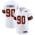Mens Cleveland Browns #90 Jadeveon Clowney Nike 2021 White Retro 1946 75th Anniversary Jersey