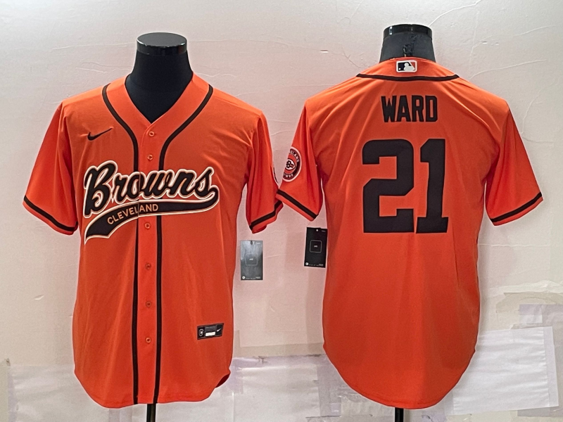 Men’s Cleveland Browns Denzel Ward #21 Orange Jersey Joint Edition