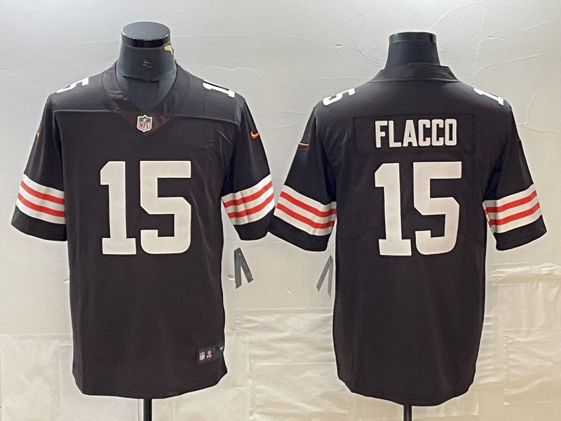 Men’s Cleveland Browns Joe Flacco #15 Brown Jersey