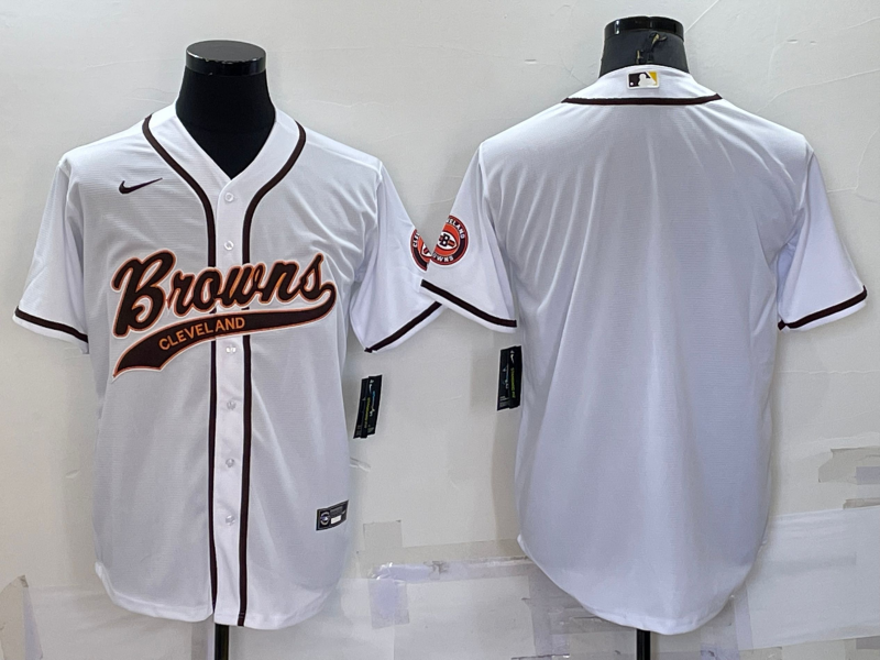 Men’s Cleveland Browns White Blank Jersey