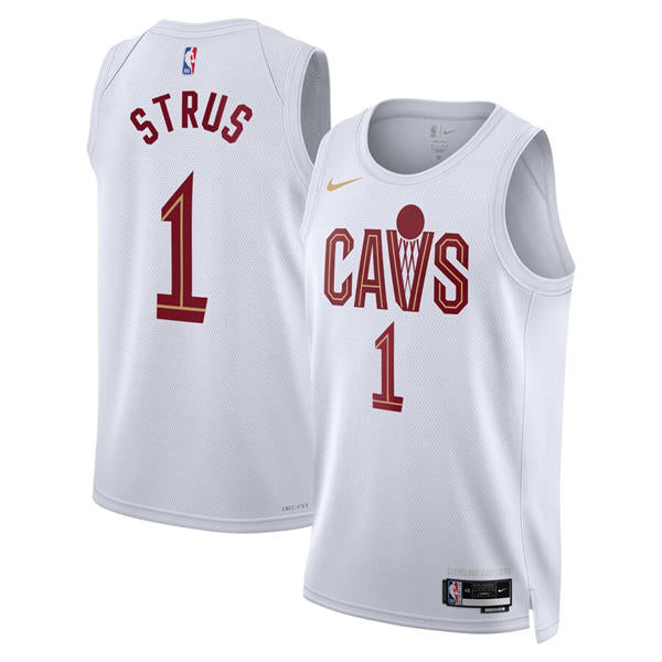 Mens Cleveland Cavaliers #1 Max Strus 2024-25 White Association Edition Swingman Jersey