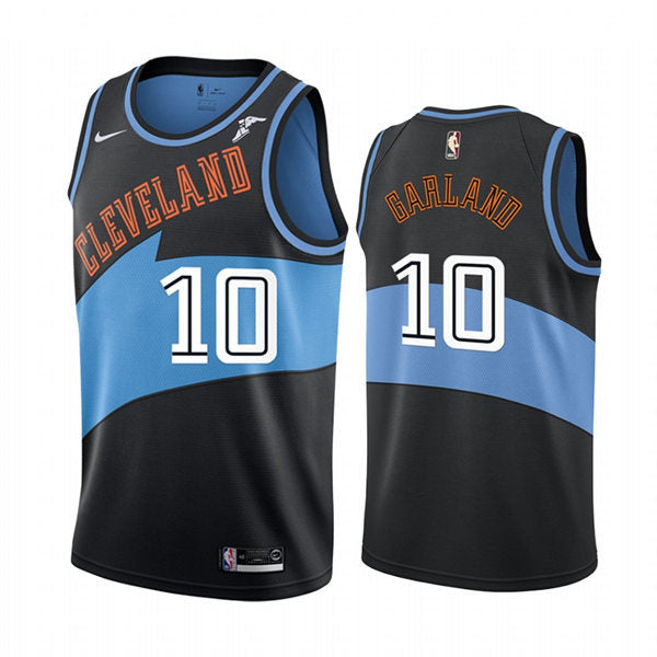 Mens Cleveland Cavaliers #10 Darius Garland Black Blue Hardwood Classics Swingman Jersey