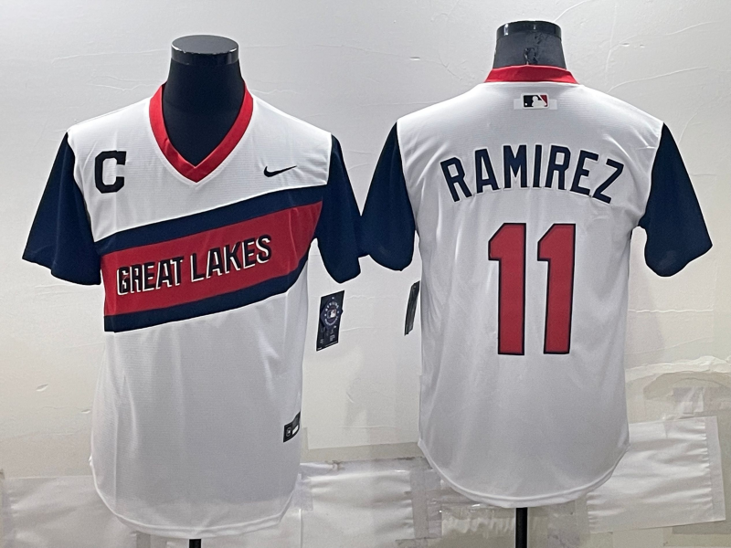 Men's Cleveland Guardians Jose Ramirez #11 White Jersey