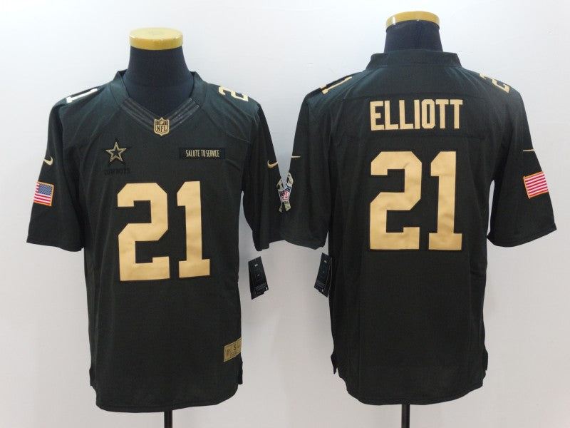 Men’s Dallas Cowboys #21 Ezekiel Elliott Black Authentic Jersey