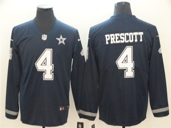 Men’s Dallas Cowboys #4 Dak Prescott Teams Nike Therma Long Sleeve Jersey