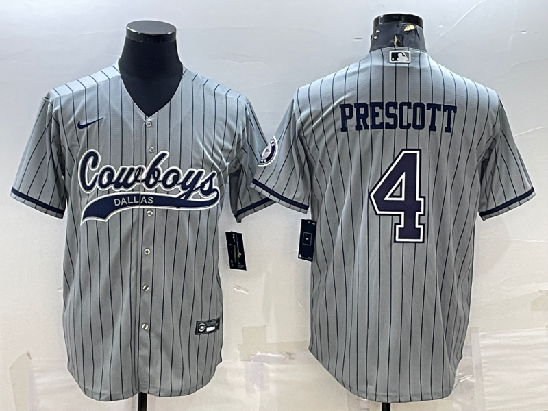 Men’s Dallas Cowboys Dak Prescott #4 Gray Jersey Joint Edition
