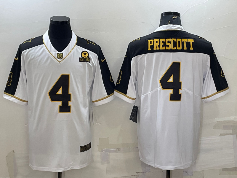Men’s Dallas Cowboys Dak Prescott #4 White Jersey