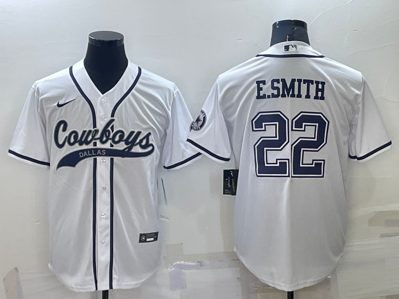 Men’s Dallas Cowboys Emmitt Smith #22 White Jersey Joint Edition
