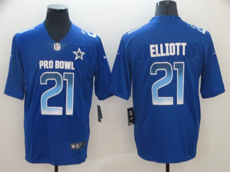 Men’s Dallas Cowboys Ezekiel Elliott #21 Blue All Star Jersey