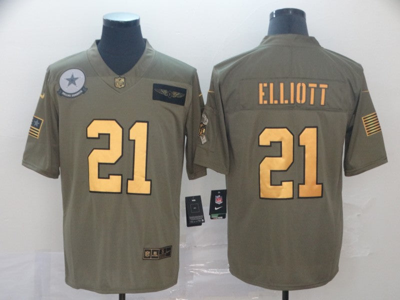 Men’s Dallas Cowboys Ezekiel Elliott #21 Brown Alternate Jersey