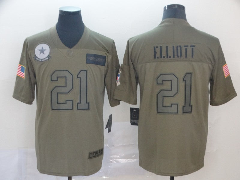 Men’s Dallas Cowboys Ezekiel Elliott #21 Brown Jersey