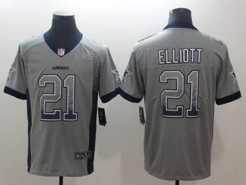 Men’s Dallas Cowboys Ezekiel Elliott #21 Gray Authentic Jersey