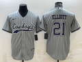 Men’s Dallas Cowboys Ezekiel Elliott #21 Gray Jersey Joint Edition