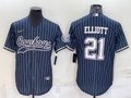 Men’s Dallas Cowboys Ezekiel Elliott #21 Navy Jersey Joint Edition