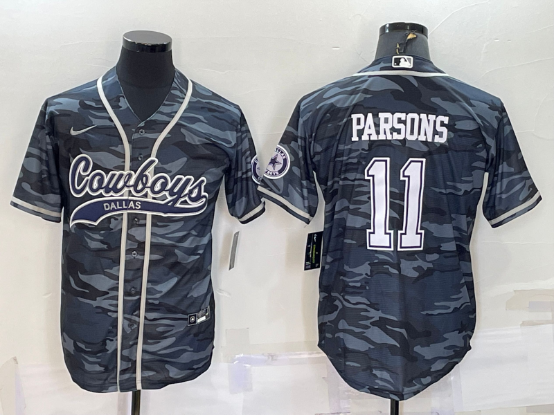Men’s Dallas Cowboys Micah Parsons #11 Grey Camouflage Jersey Joint Edition