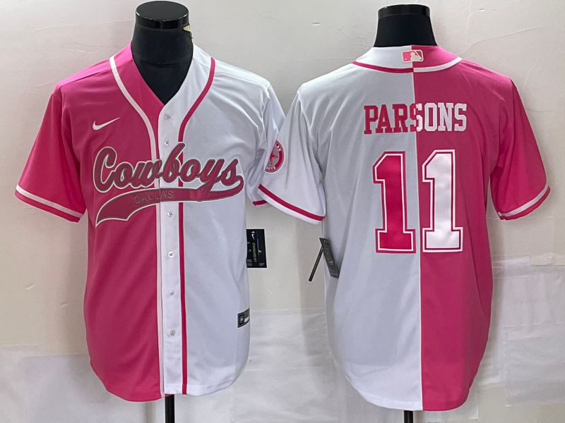 Men’s Dallas Cowboys Micah Parsons #11 Pink/White Jersey Joint Edition