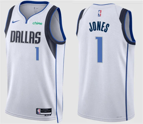 Mens Dallas Mavericks #1 Tyus Jones Nike White Association Edition Jersey