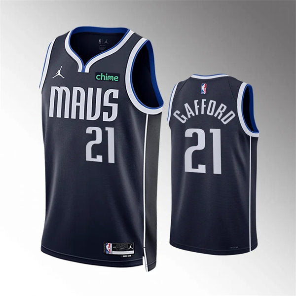 Mens Dallas Mavericks #21 Daniel Gafford Navy Statement Edition Swingman Jersey