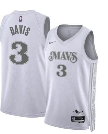 Mens Dallas Mavericks #3 Anthony Davis Nike White 2024-25 City Edition Swingman Jersey