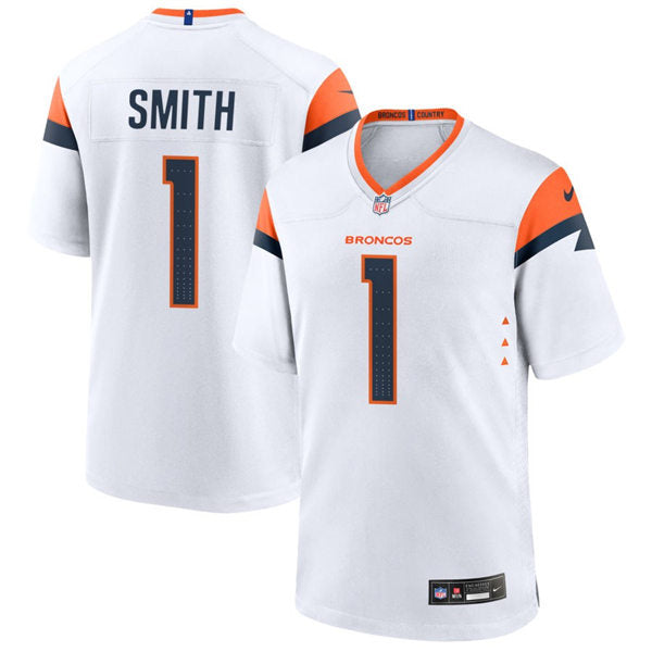 Mens Denver Broncos #1 Tremon Smith Nike White Vapor F.U.S.E. Limited Jersey