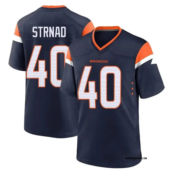 Mens Denver Broncos #40 Justin Strnad Nike Navy Alternate Vapor F.U.S.E. Limited  Jersey